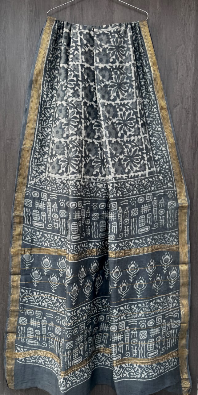 Maheshwari border handprinted saree