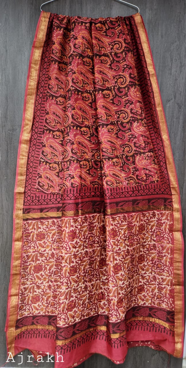 Maheshwari border handprinted saree