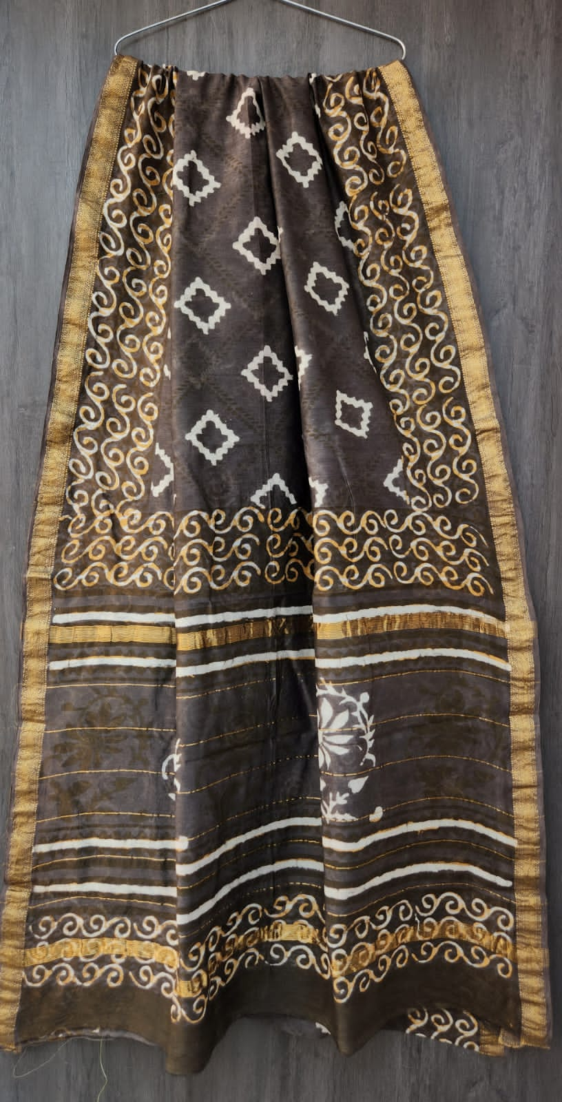 Maheshwari border handprinted saree