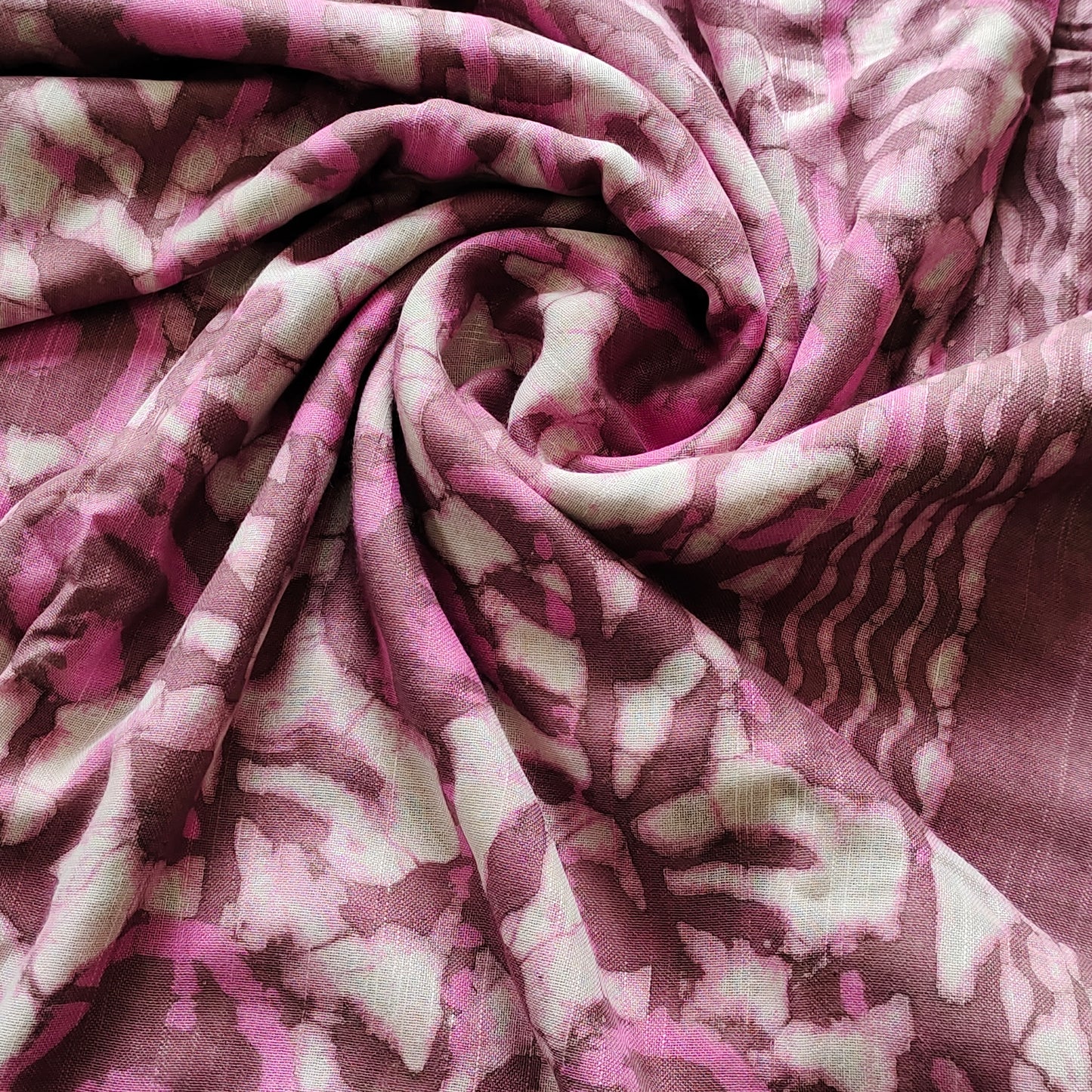 Rustic Pink Impression: Dabu Linen Saree
