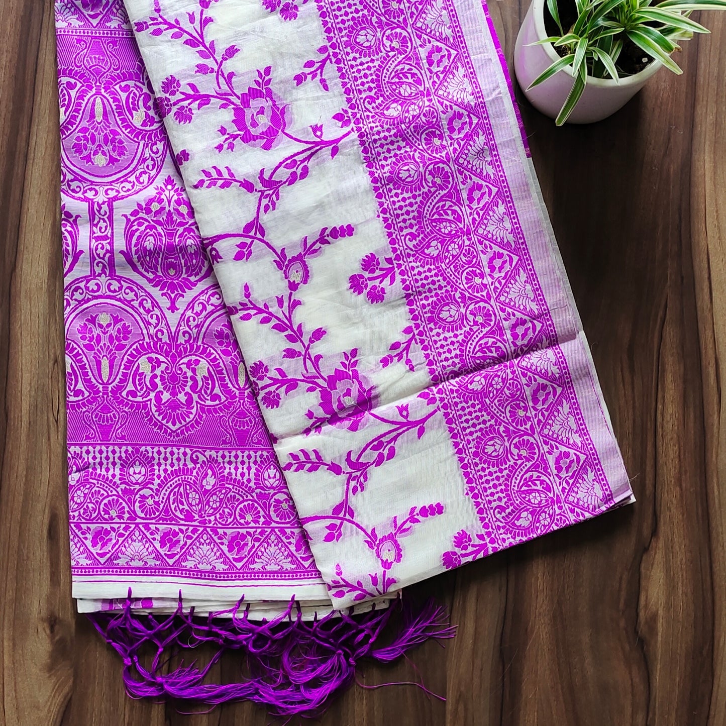 Misty Lavender Drapes: Banarasi Chanderi Cotton Delight Saree