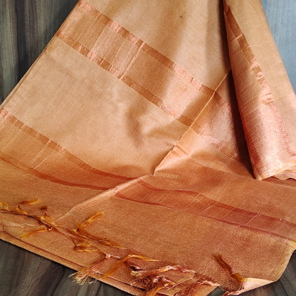 Warmth and Elegance: Orange Bhagalpuri Silk Saree