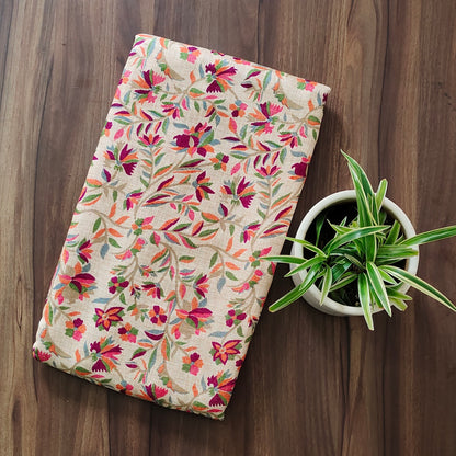 Kaleidoscope Blooms: Pashmina Silk Saree with Colorful Floral Pattern