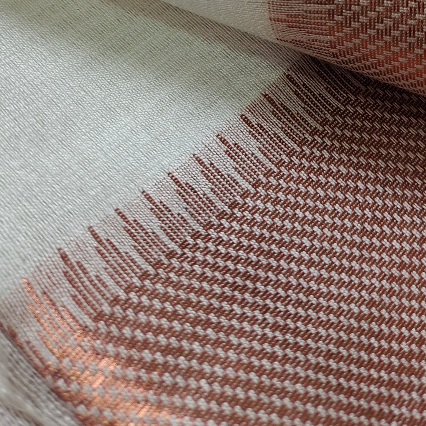 Copper Elegance: White Bhagalpuri Silk Saree with Copper Zari Border