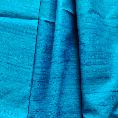 Oceanic Charm: Pure Plain Gheecha Silk Saree