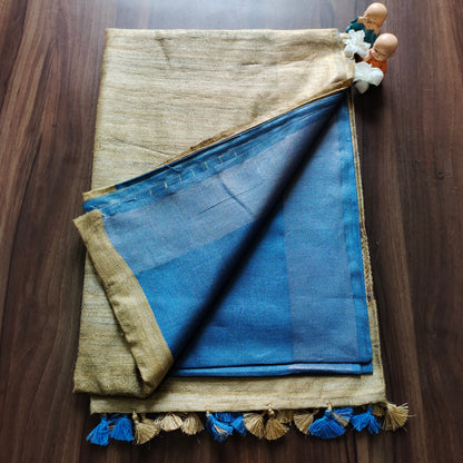 Blue Moonlit Babta Silk with Golden Gheecha Pallu
