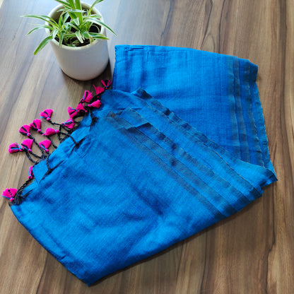 Timeless Tranquility - Blue Pure Cotton Saree