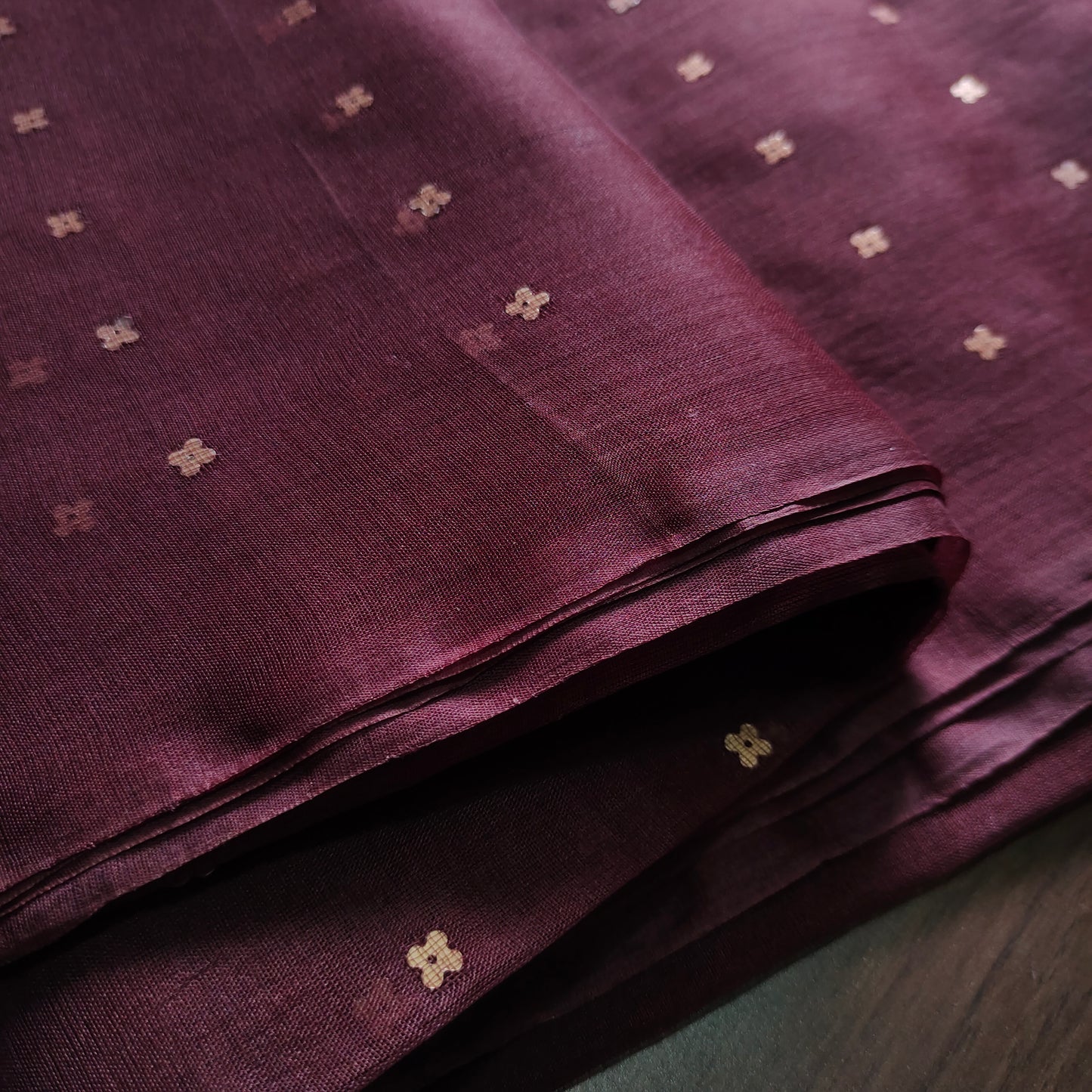 Blooming Wine Symphony: Pure Kora Silk Saree with Sequence Work