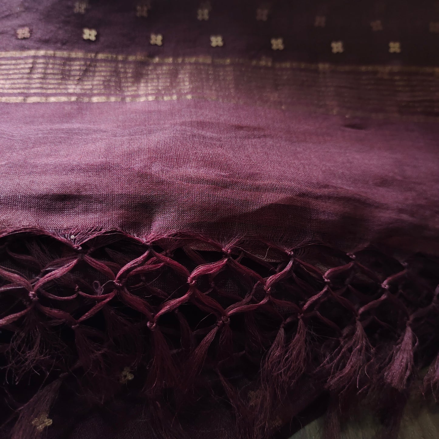 Blooming Wine Symphony: Pure Kora Silk Saree with Sequence Work