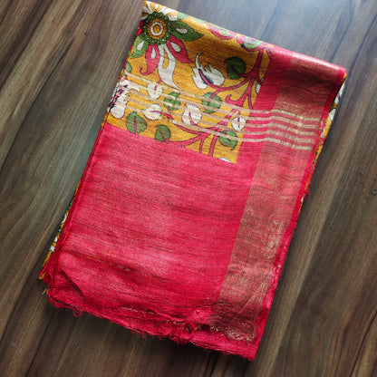 Ruby Garden: Yellow Gheecha Saree