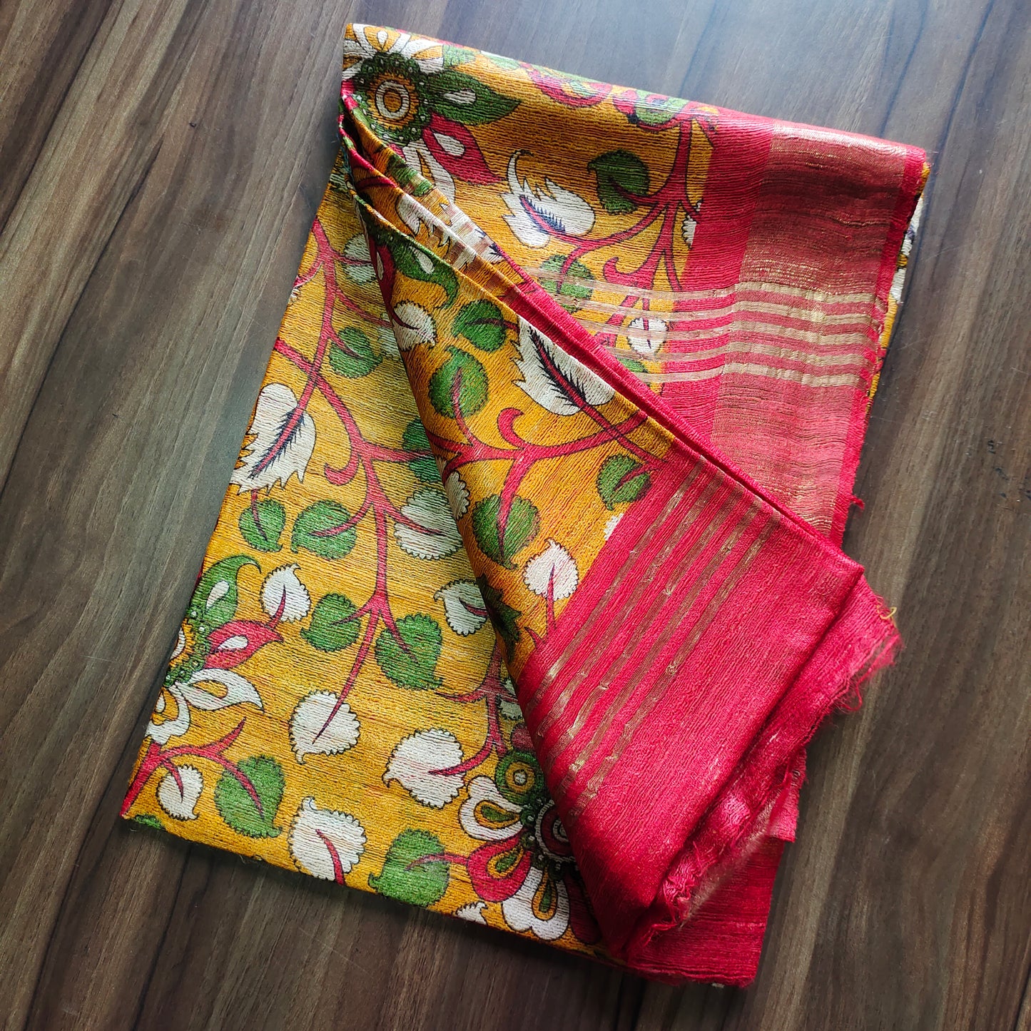 Ruby Garden: Yellow Gheecha Saree