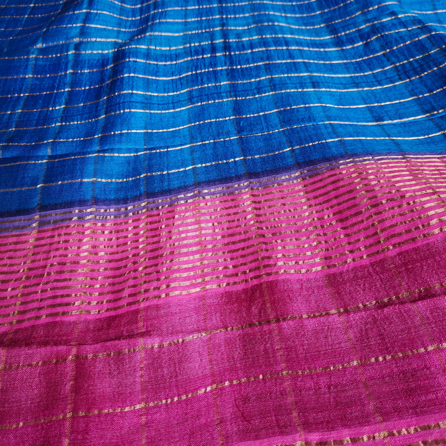 Hues of Tradition: Pure Tussar Silk with Hand Painted Kalamkari Blouse