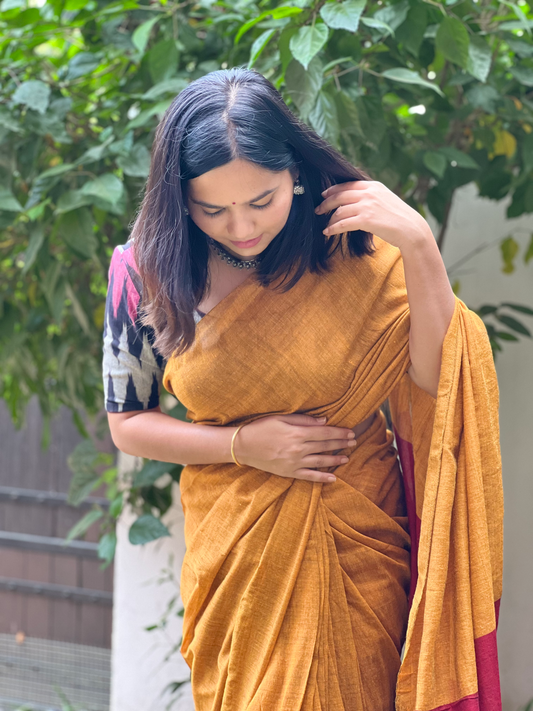 Enchanting Evergreens-Maroon & Green Symphony: Pure Cotton Saree