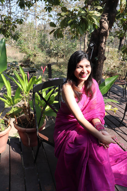 Rosy Blush Blossom Tissue Saree