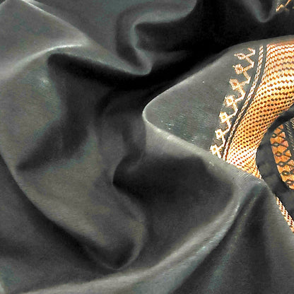 Black Elegance Golden Zari Work: Bhagalpuri Silk Saree
