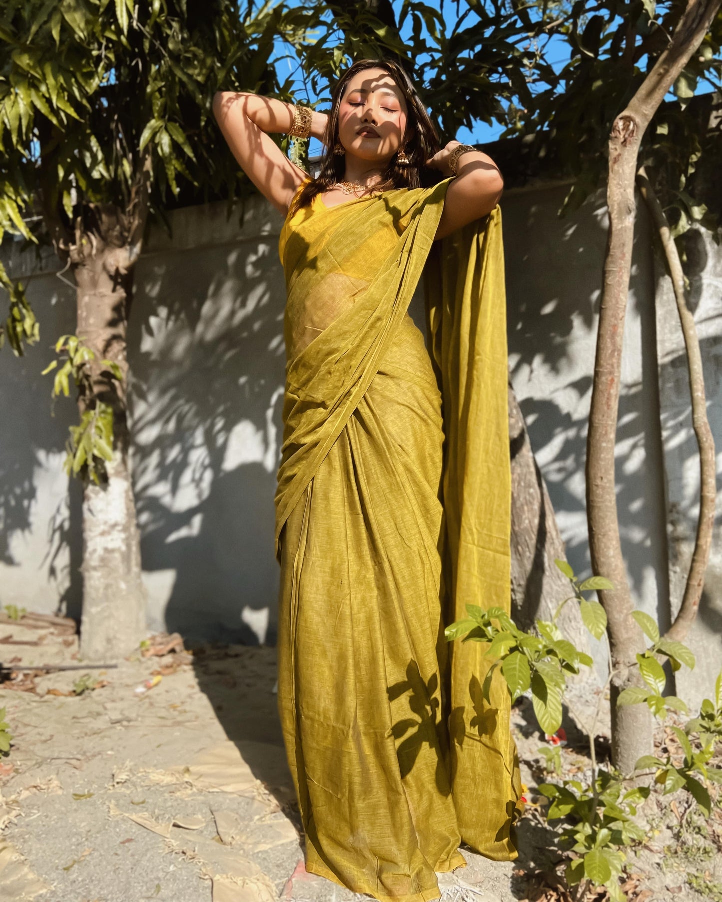 Nature's Elegance: The Green Pure Cotton Charm Saree