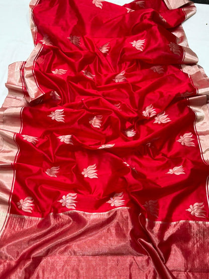 Red Classic Chanderi silk